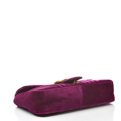 Gucci Velvet Matelasse Medium GG Marmont Shoulder Bag Fuchsia Violet Cyclamen 4 of 16