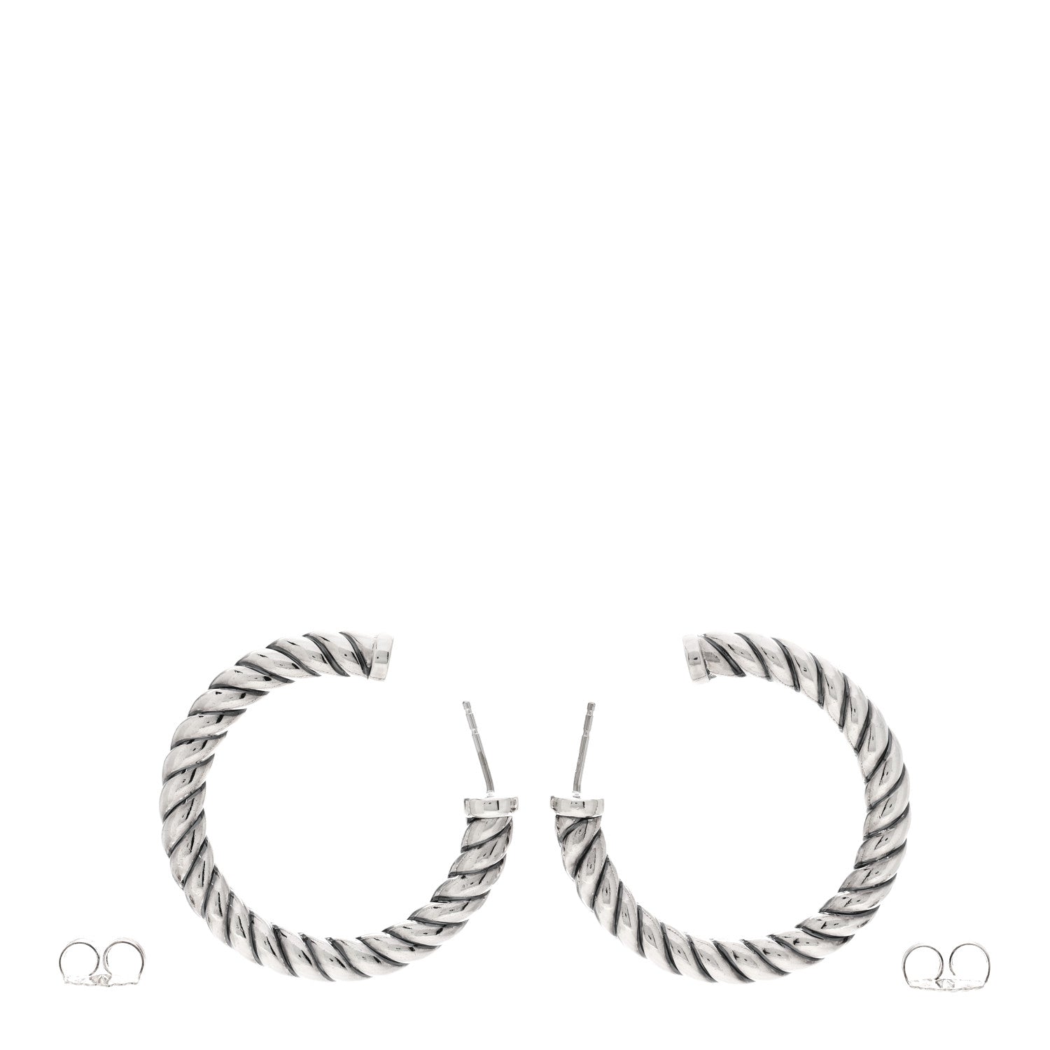 David Yurman Sterling Silver Sculpted Cable Hoop Earrings 3 of 4