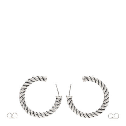 David Yurman Sterling Silver Sculpted Cable Hoop Earrings 3 of 4