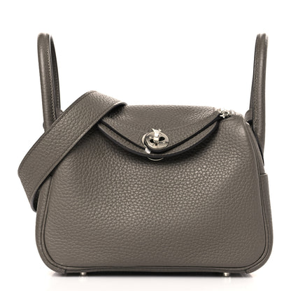 Hermes Taurillon Clemence Mini Lindy 20 Etain 1 of 10