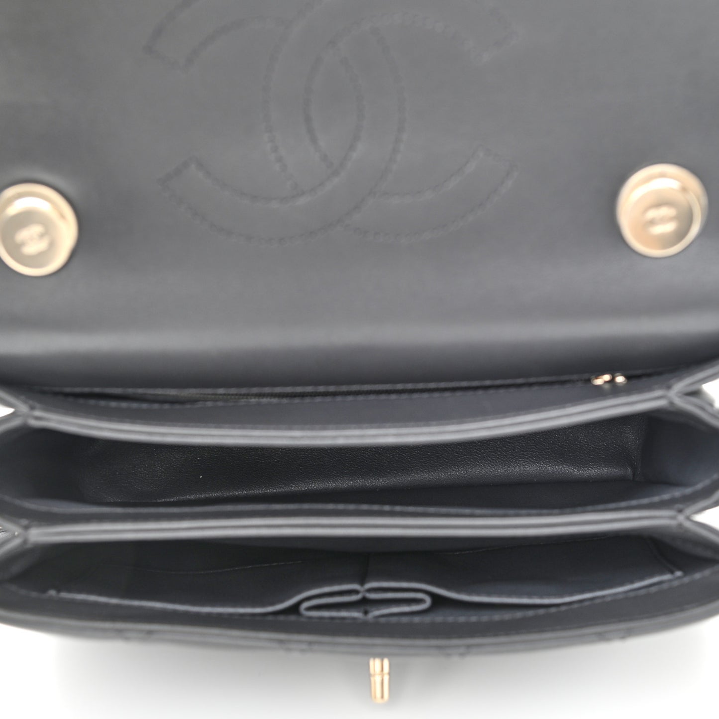 Lambskin Quilted Small Trendy CC Dual Handle Flap Bag Dark Grey