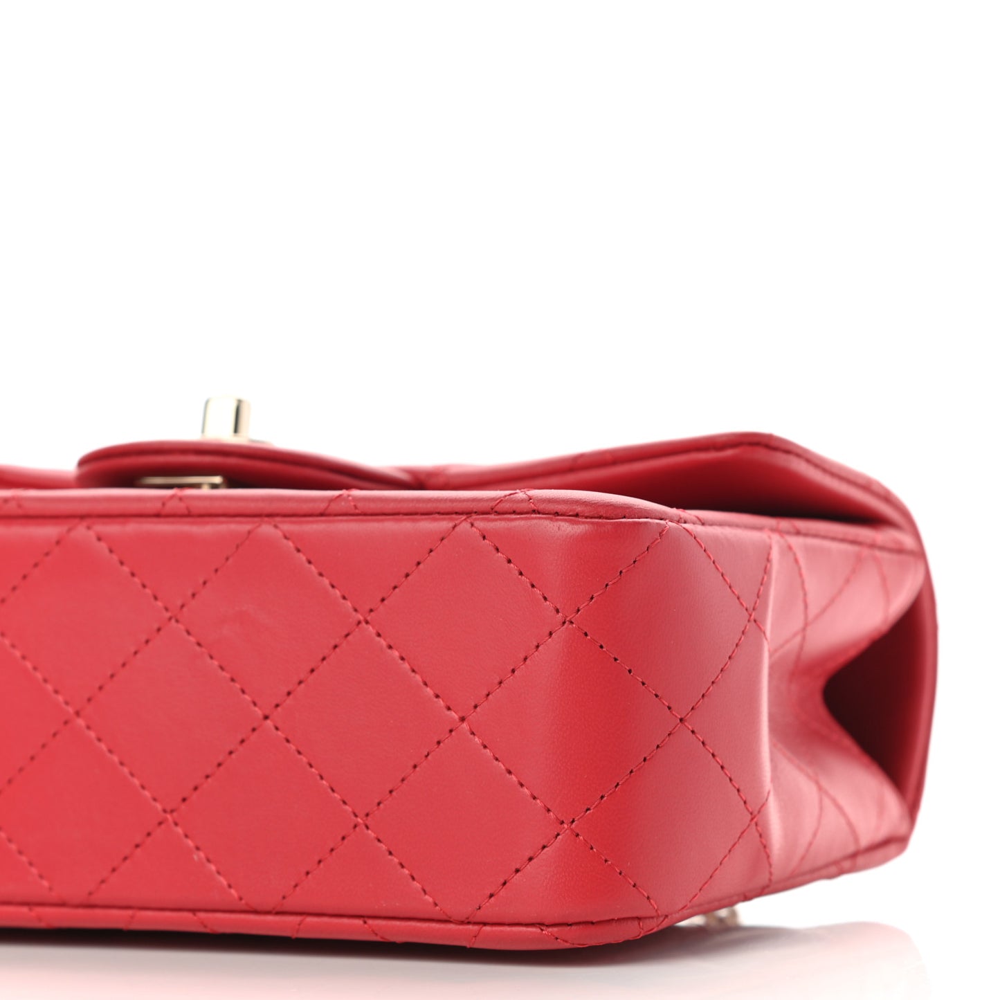 Lambskin Quilted Mini Top Handle Rectangular Flap Red