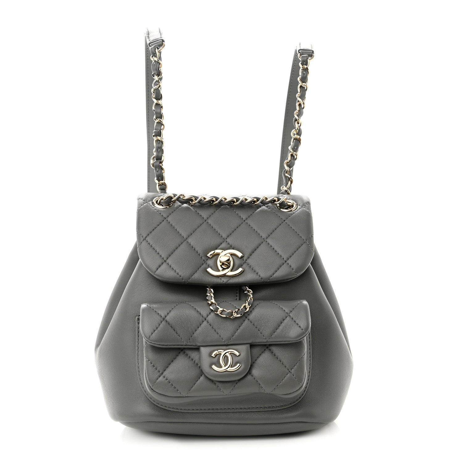 Chanel Lambskin Quilted Small Duma Drawstring Backpack Grey 1 of 11