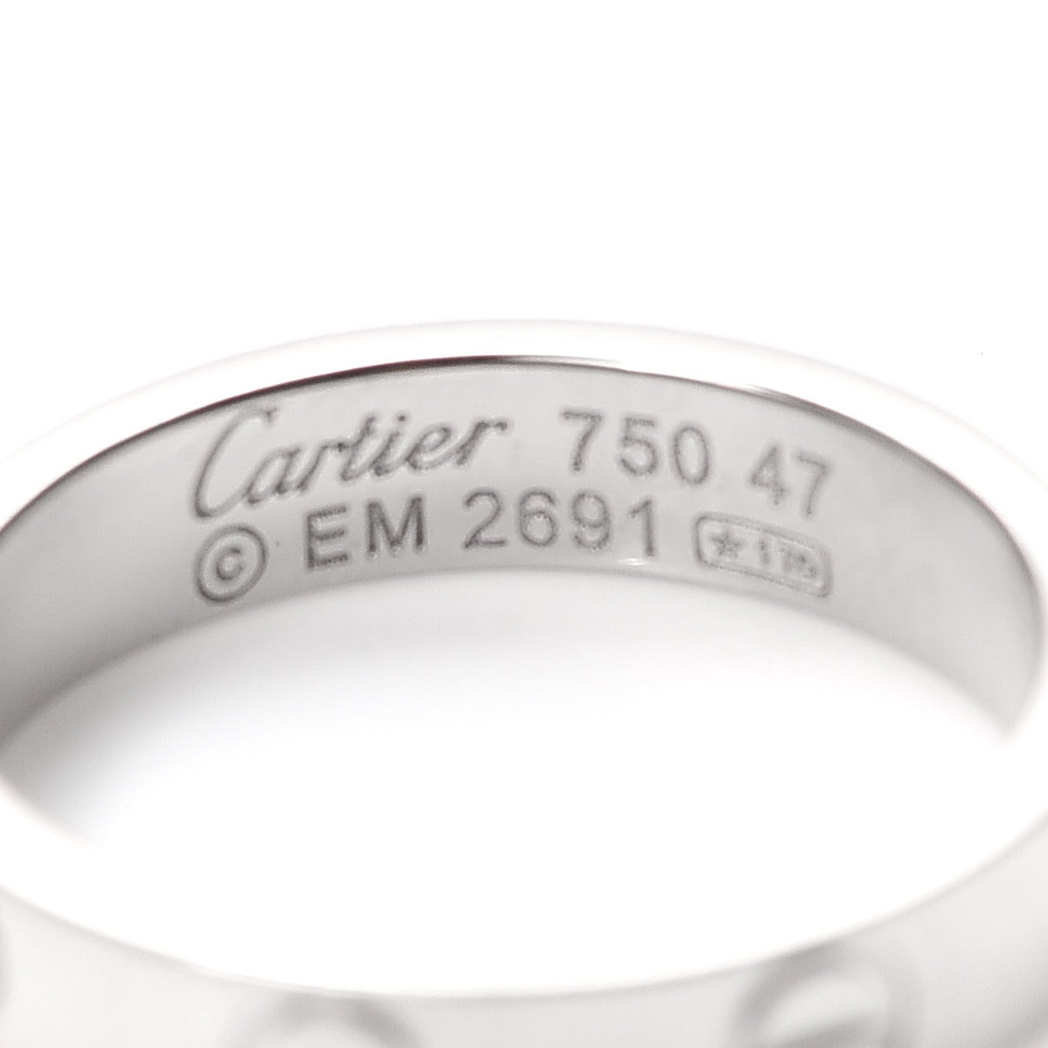 Cartier 18K White Gold 3.5mm LOVE Wedding Band Ring 47 4 4 of 4