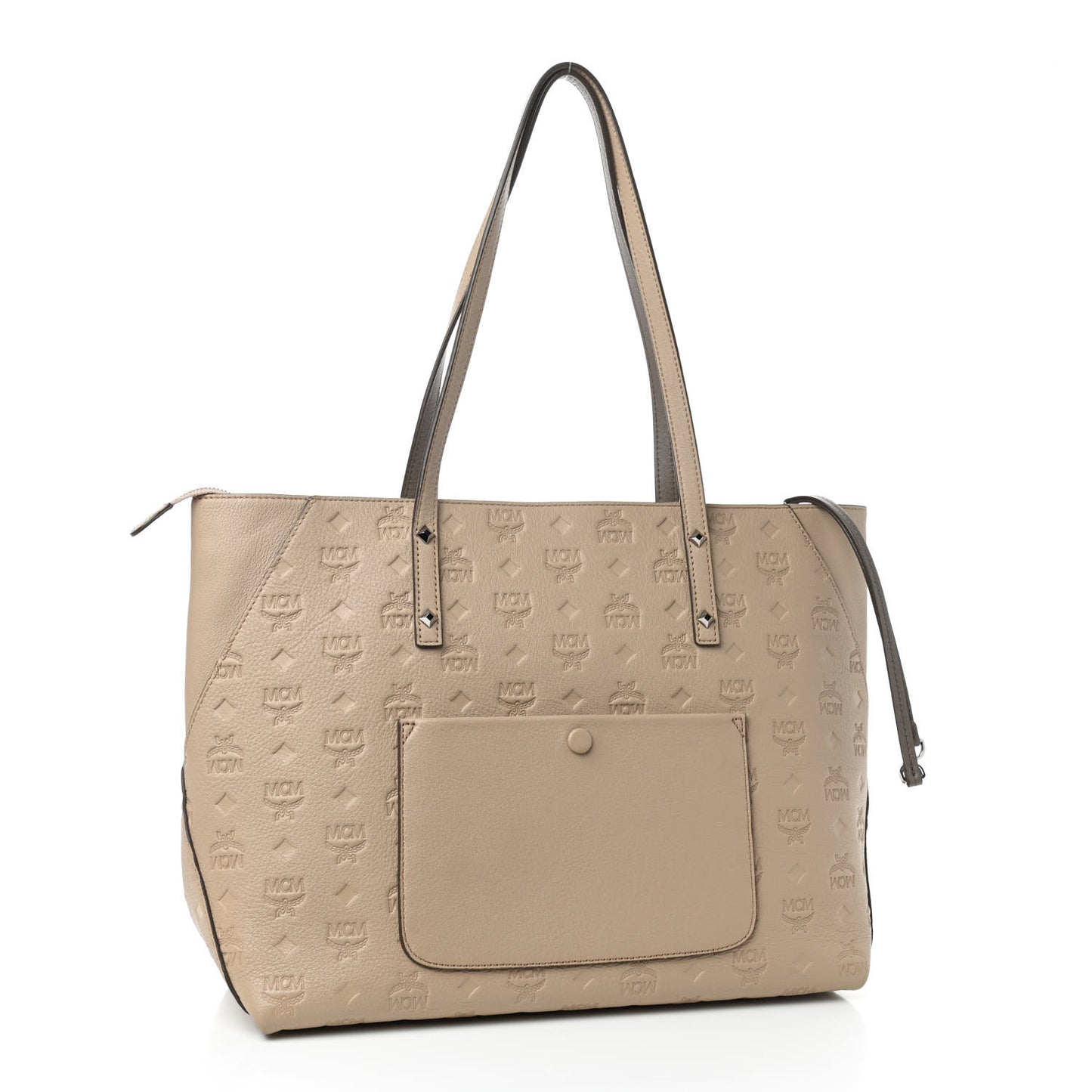 Calfskin Ottomar Monogram Medium Klara Top Zip Tote New Beige