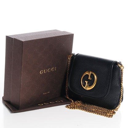 Gucci Pebbled Calfskin Small 1973 Chain Shoulder Bag Black 5 of 8