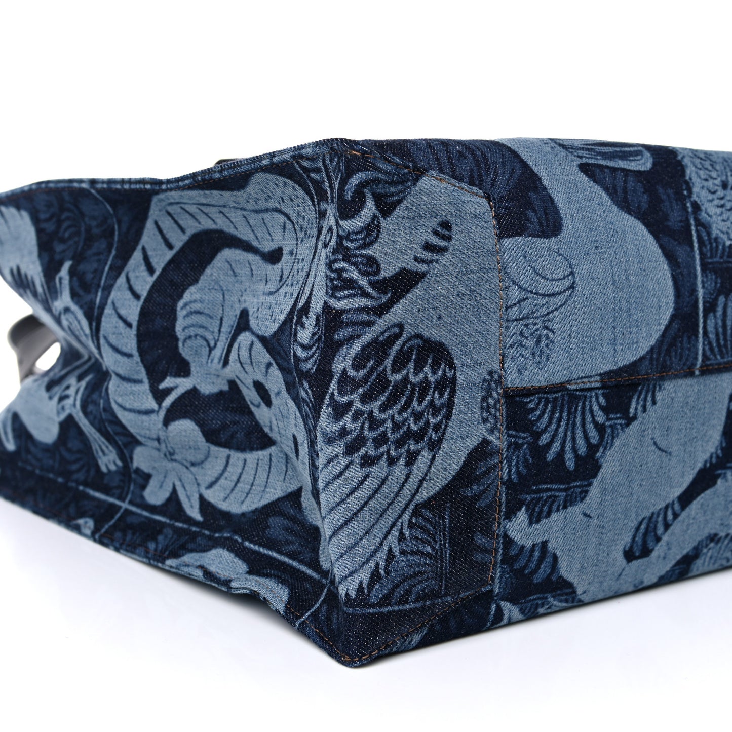 Denim Calfskin Buckle Tiles Tote Indigo