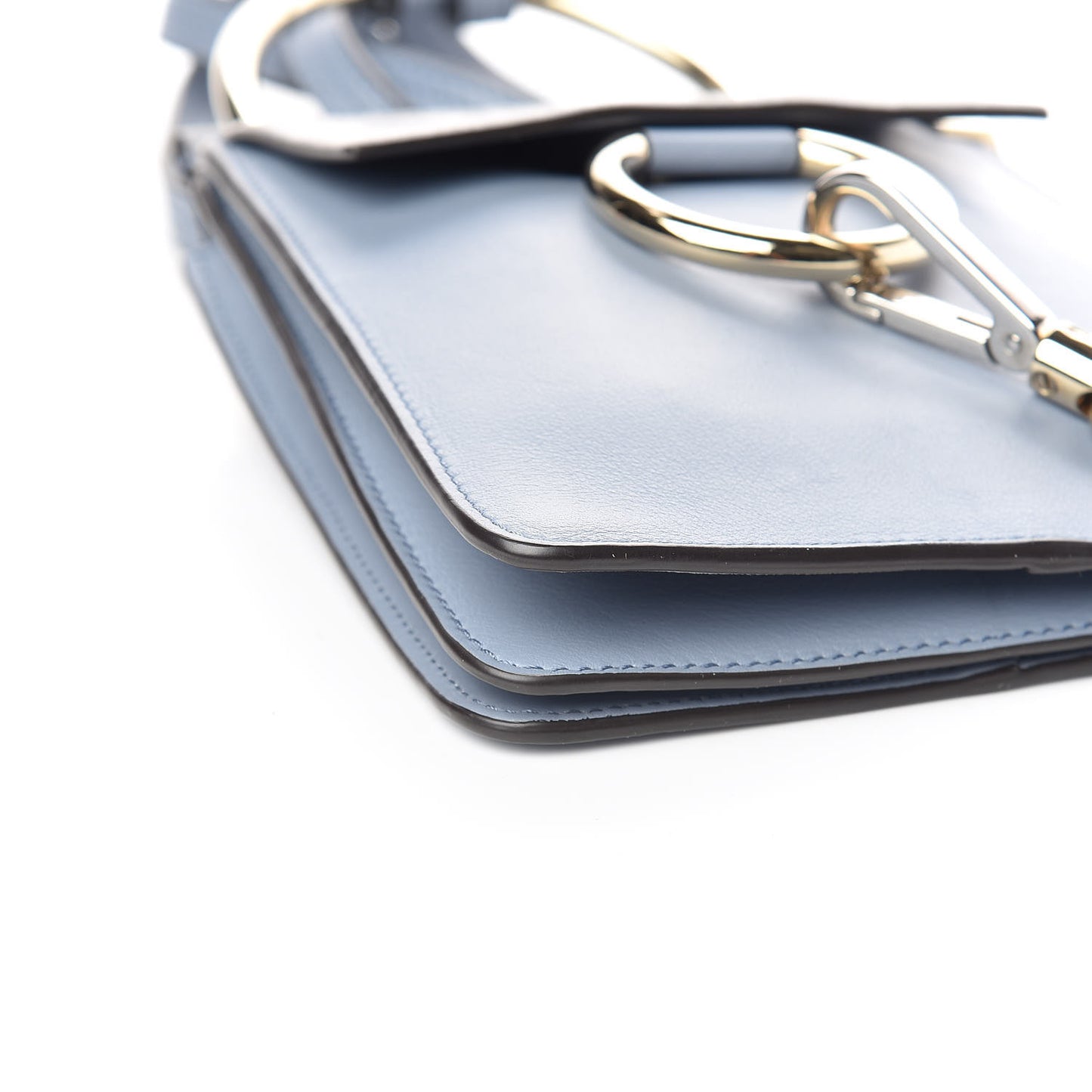 Suede Calfskin Mini Faye Bracelet Bag Washed Blue