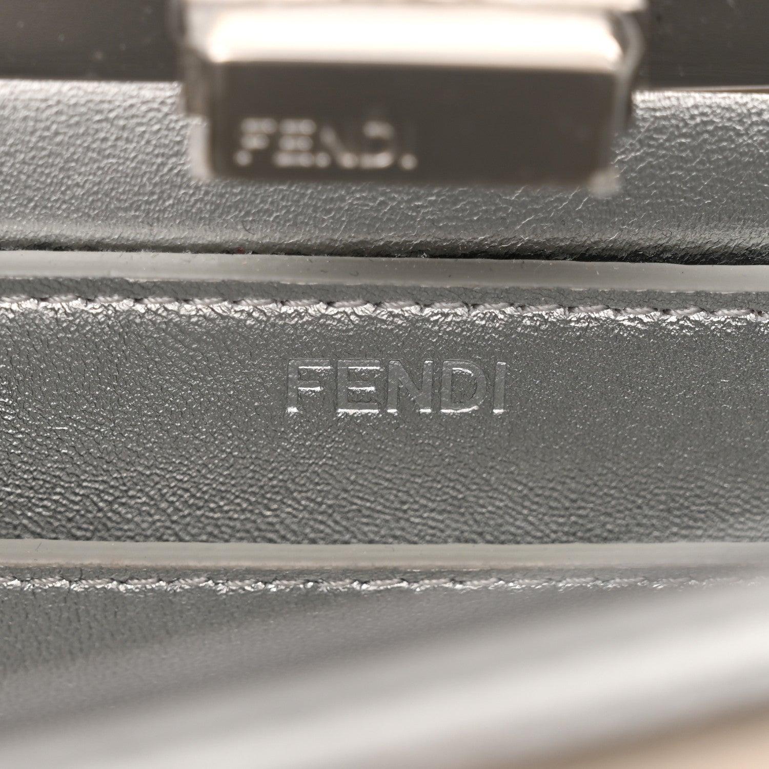 Fendi Rock Millenium Laminata Small Peekaboo I SEE U Satchel Argento 7 of 11