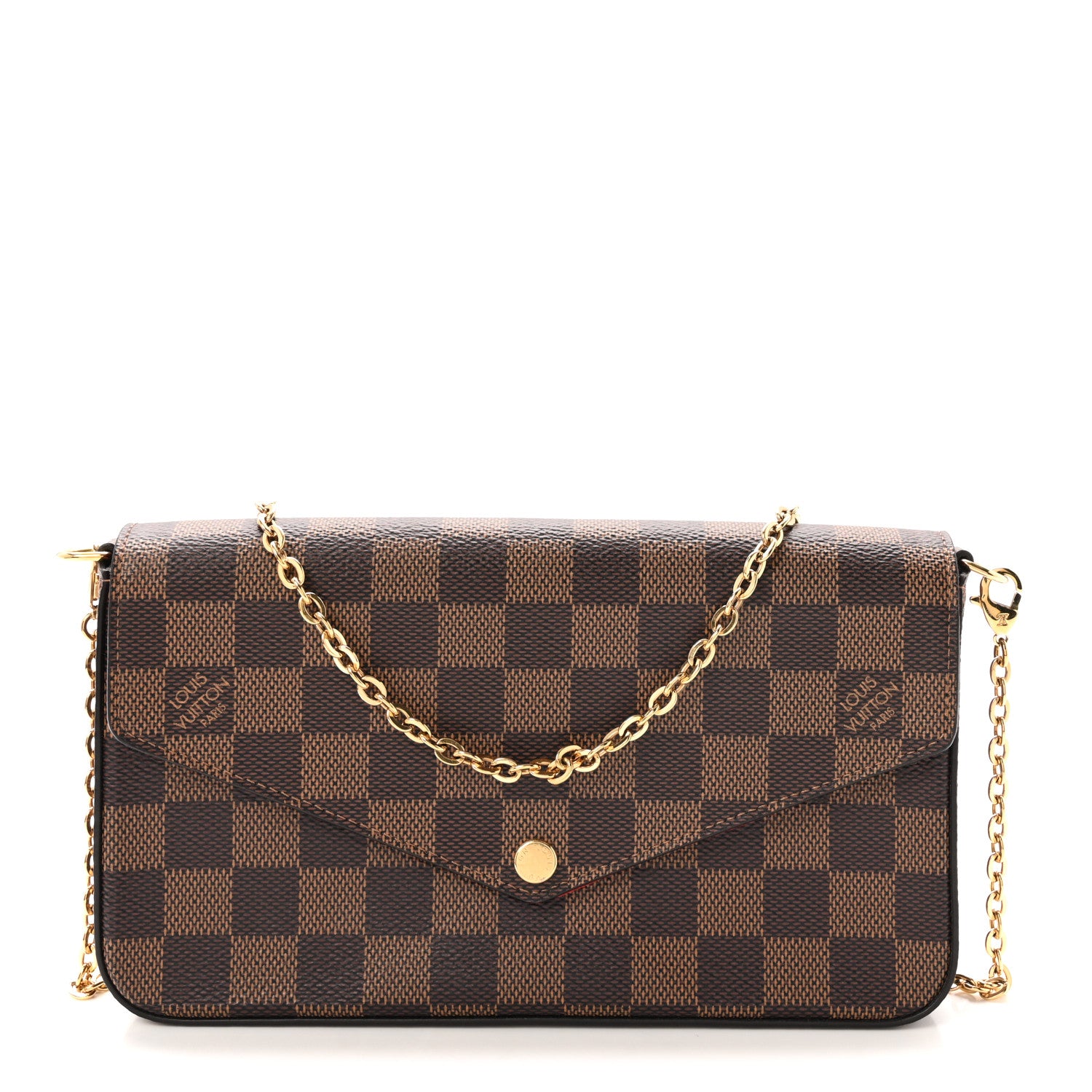 Louis Vuitton Damier Ebene Pochette Felicie Chain Wallet 1 of 11
