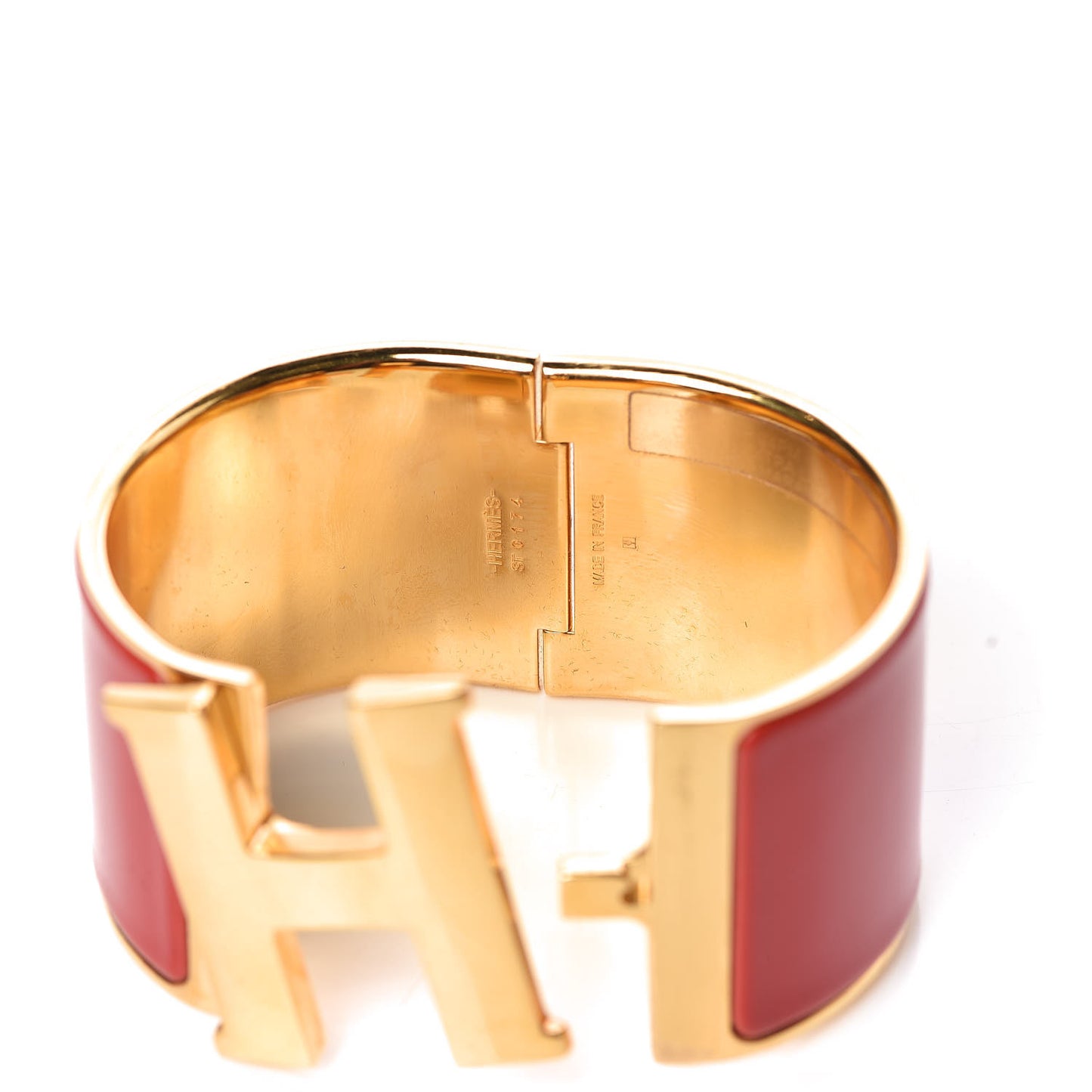 Enamel Clic Clac H Extra Wide Bracelet PM Rouge Amarante