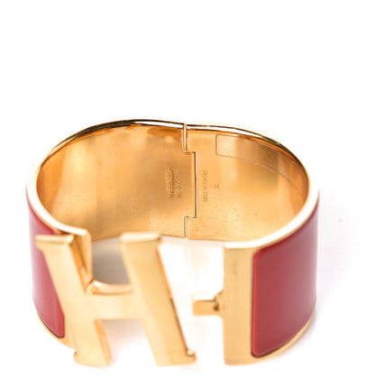 Hermes Enamel Clic Clac H Extra Wide Bracelet PM Rouge Amarante 5 of 6
