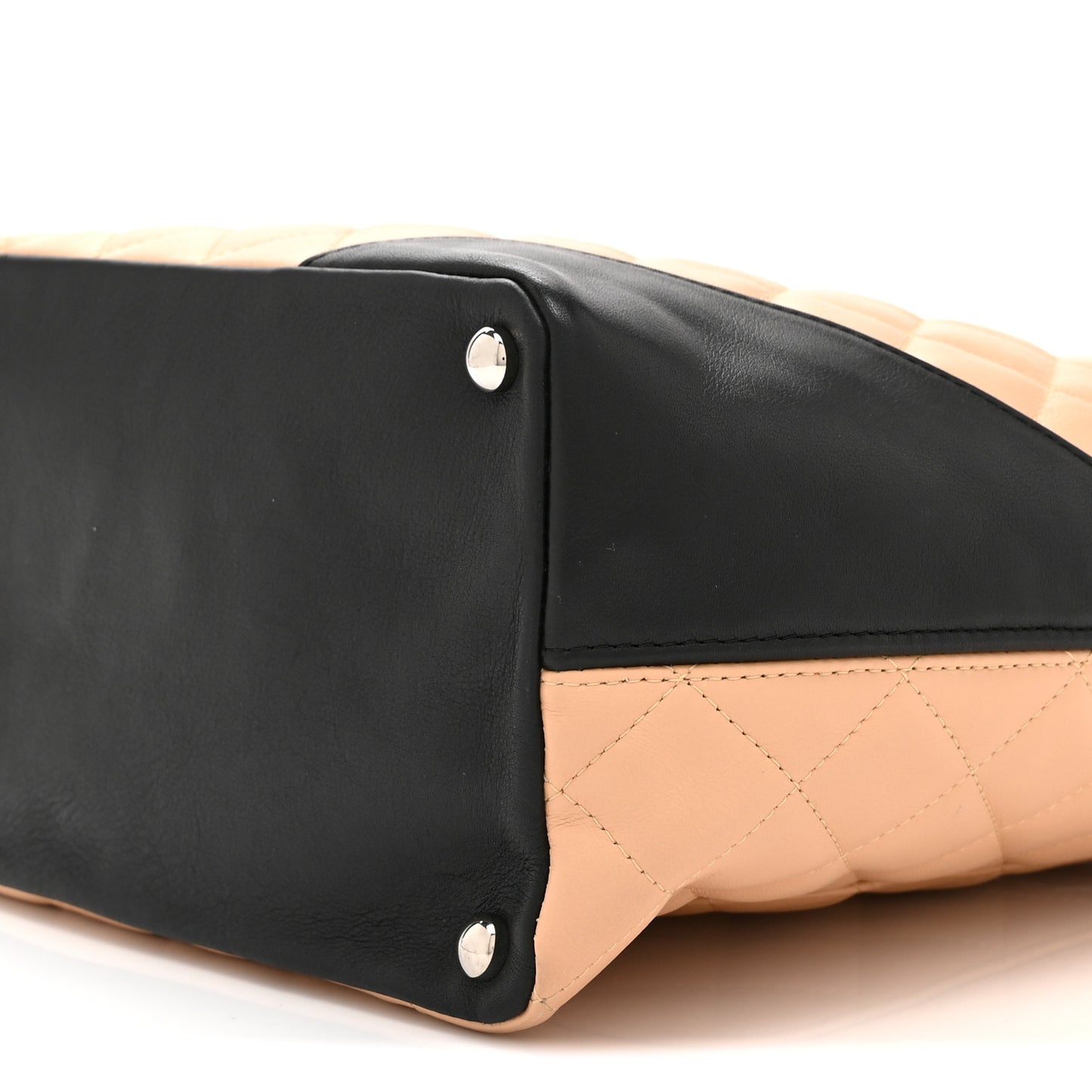 Calfskin Quilted Medium Cambon Tote Beige Black