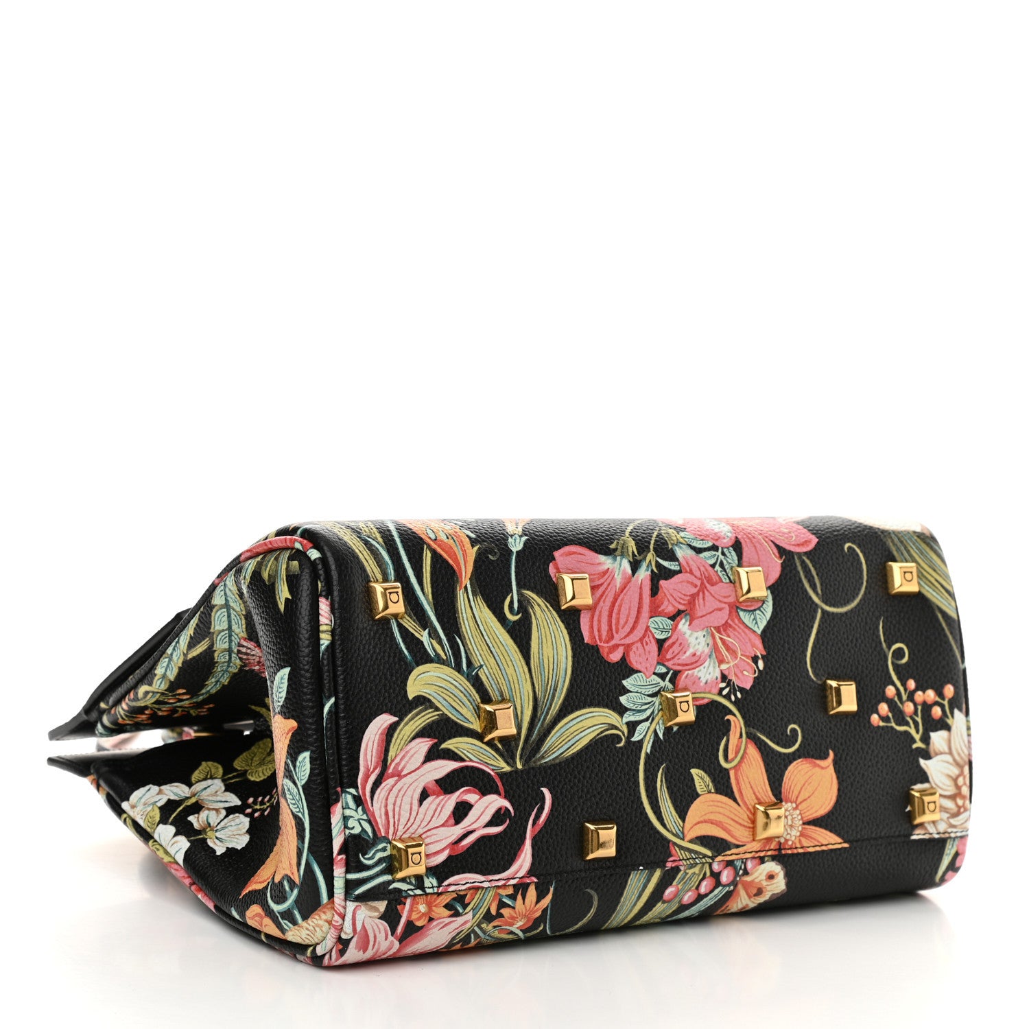 Salvatore Ferragamo Calfskin Floral Print The Studio Bag Black Multicolor 4 of 10
