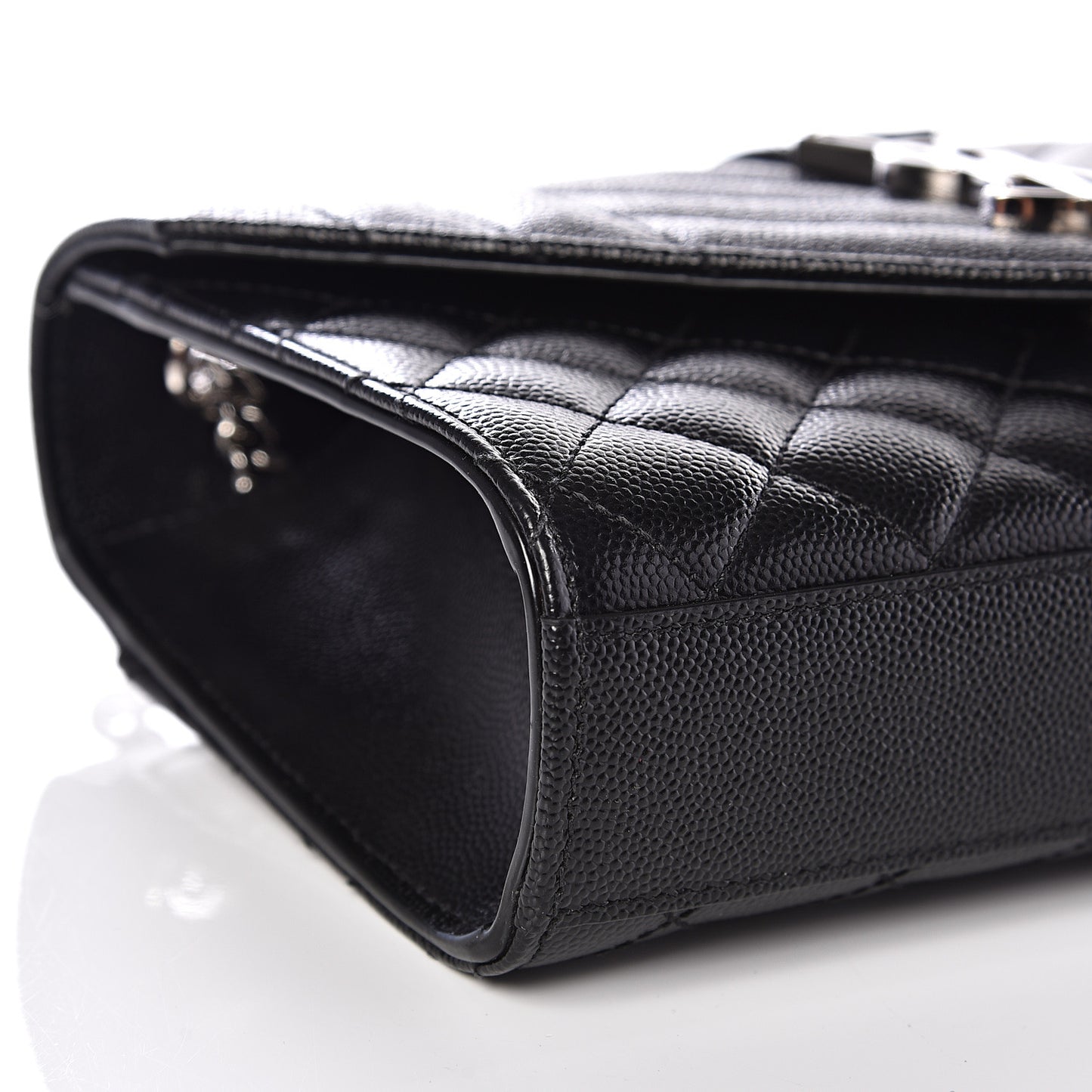 Grain De Poudre Textured Mixed Matelasse Triquilt Small Monogram Satchel Black