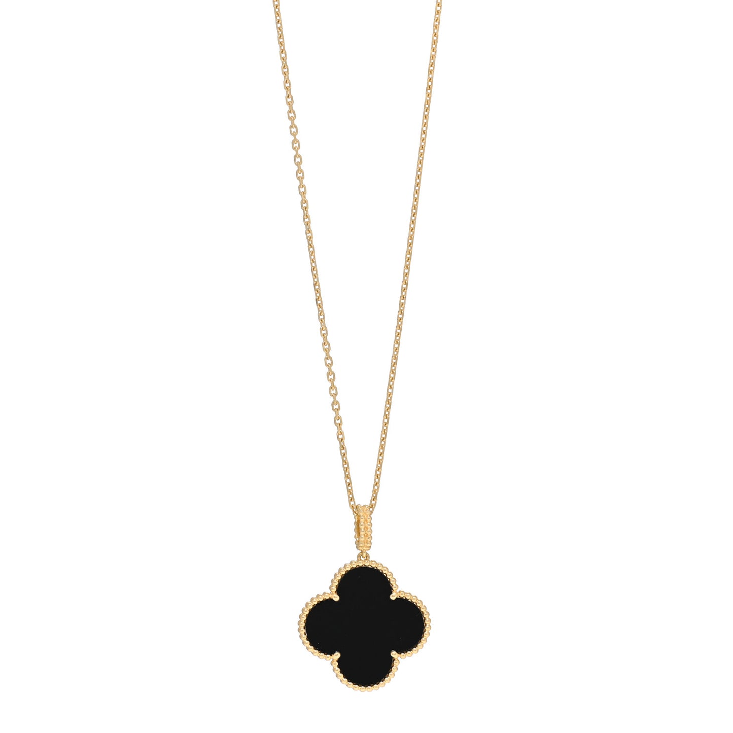 18K Yellow Gold Black Onyx Magic Alhambra Pendant Necklace