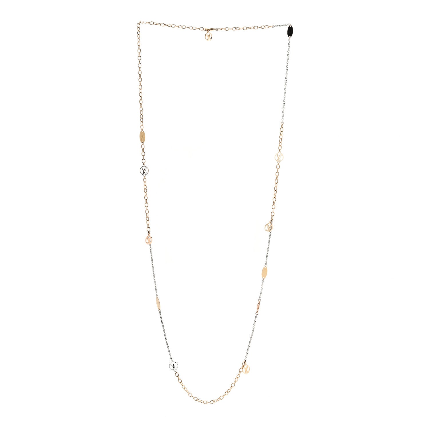 Louis Vuitton Logomania Sautoir Necklace Silver Gold 3 of 6
