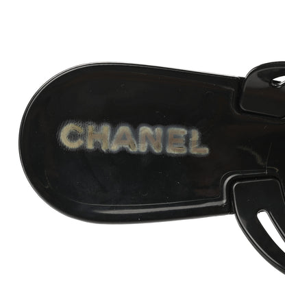 Chanel Jelly Camellia Thong Sandals 37 Black Ivory 8 of 9