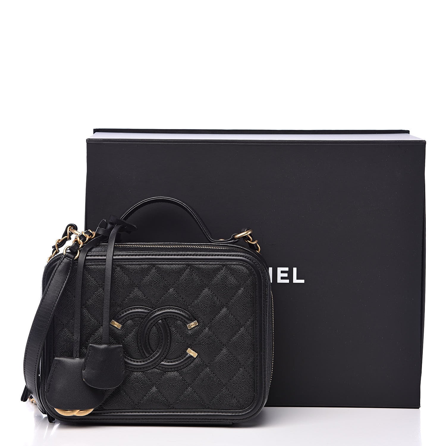 Chanel Caviar Quilted Medium CC Filigree Vanity Case Black 13 of 13