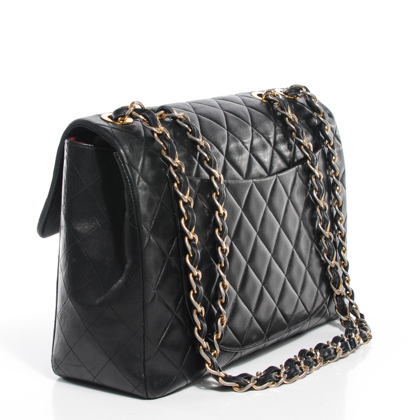 Lambskin Quilted XL Jumbo Flap Black