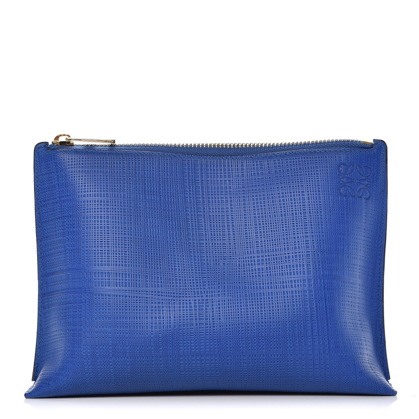 Textured Calfskin Cosmetic Pouch Electric Blue
