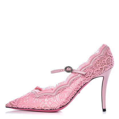 Gucci Lace Pizzo Venice Pumps 39 Sugar Pink 1 of 8