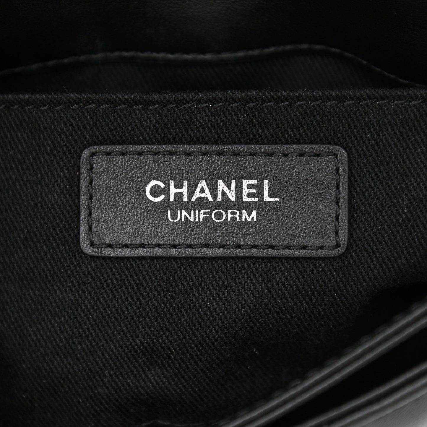 Calfskin Quilted CC Uniform Flap Belt Bag Black