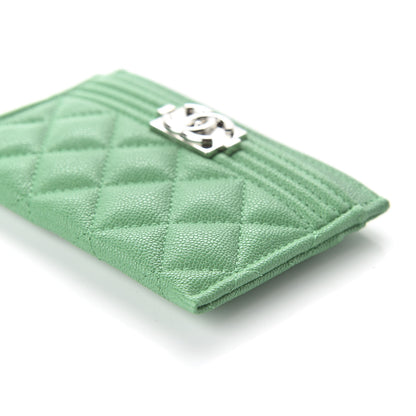 Chanel Caviar Quilted Boy Card Holder Green 7 of 12