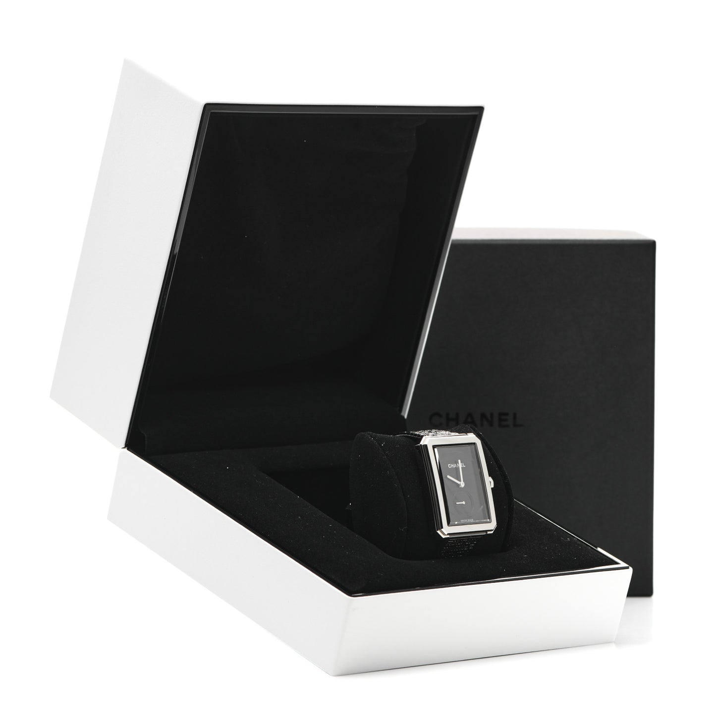Stainless Steel Calfskin 29mm Boy-Friend Tweed Manual Winding Watch Black