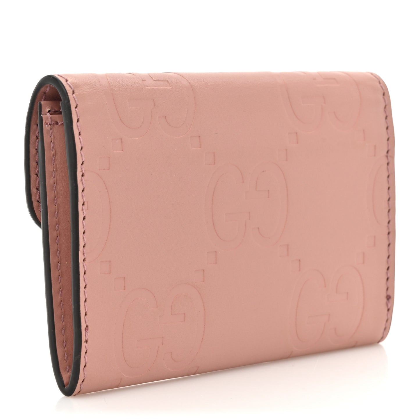 Calfskin Jumbo GG Embossed Snap Wallet Soft Pink