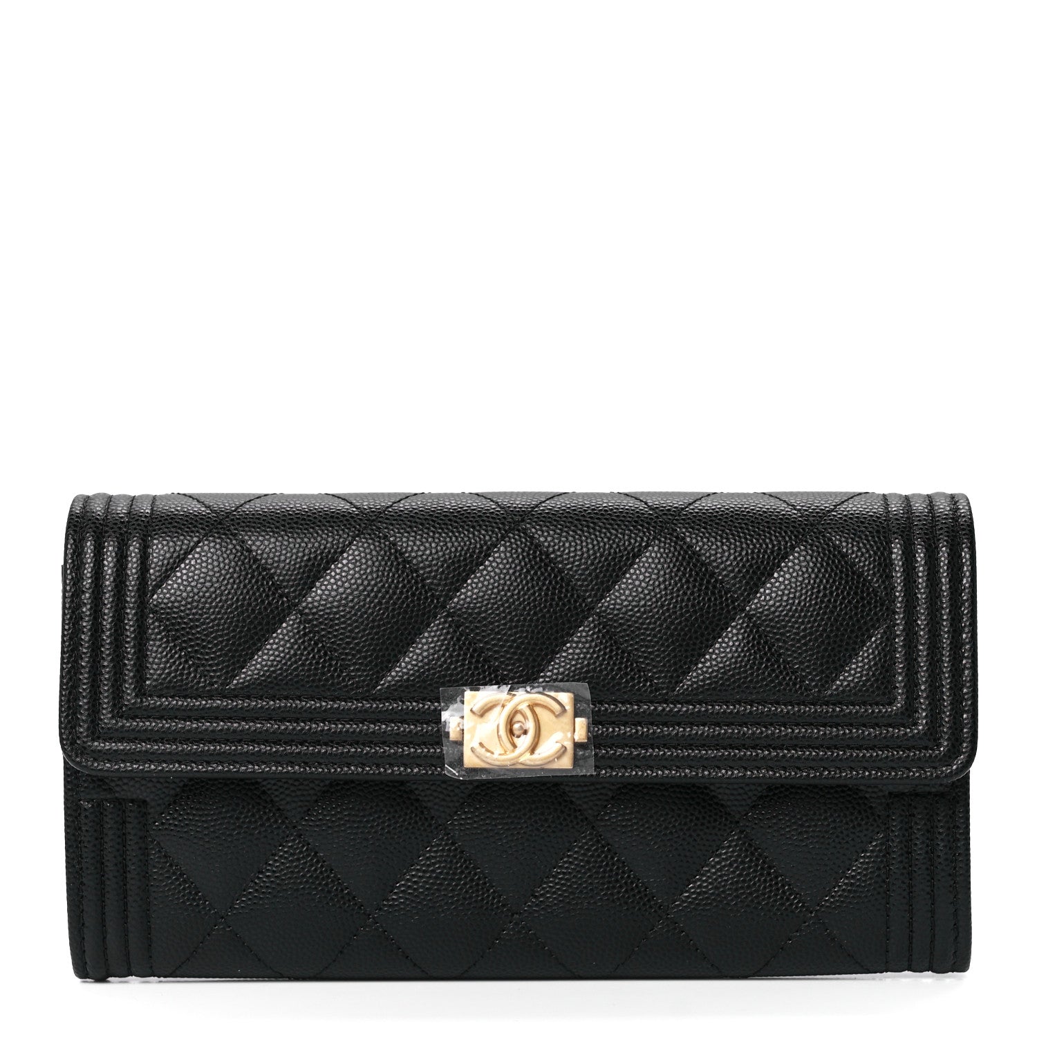 Chanel Caviar Quilted Large Boy Gusset Flap Wallet Black 1 of 13