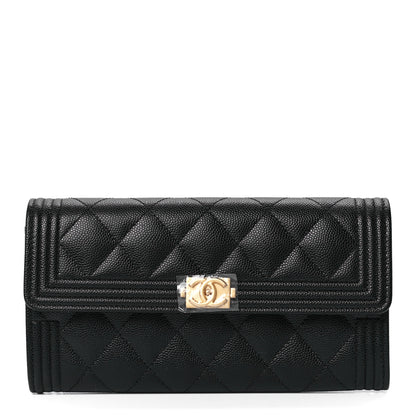 Chanel Caviar Quilted Large Boy Gusset Flap Wallet Black 1 of 13