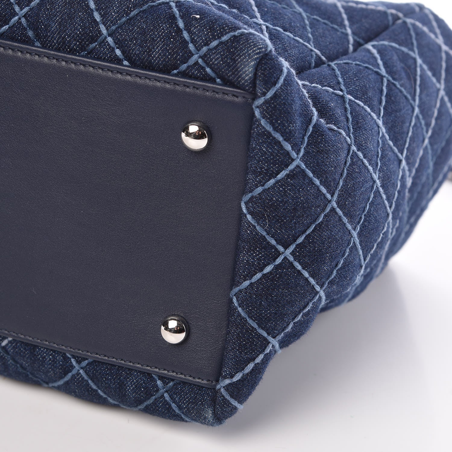 Chanel Denim Quilted Large Shopping Tote Blue 11 of 11