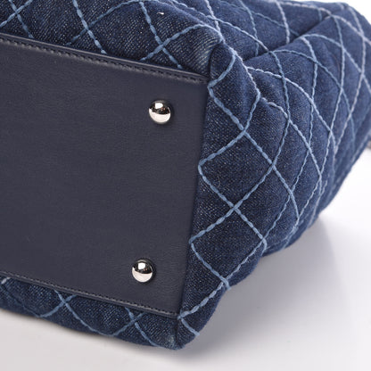 Chanel Denim Quilted Large Shopping Tote Blue 11 of 11
