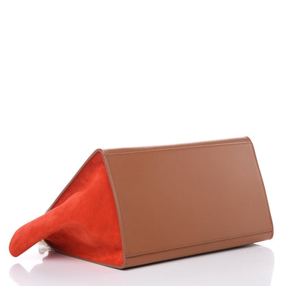 Celine Natural Calfskin Suede Medium Bi-Color Trapeze Tan 4 of 9