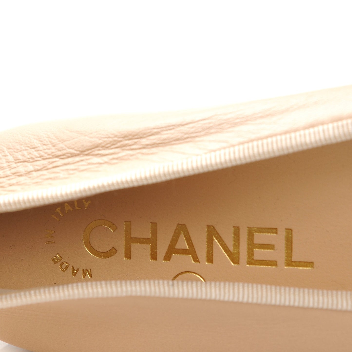 Lambskin Cap Toe Ballerina Flats 37.5 Beige Black