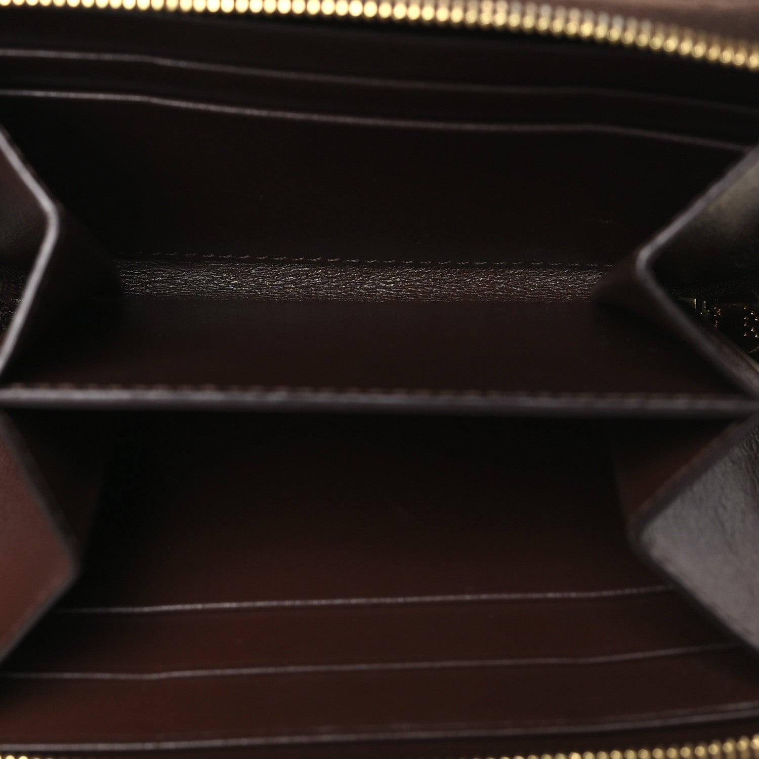 Celine Lambskin Quilted C Charm Zip Around Wallet Brown 5 of 9