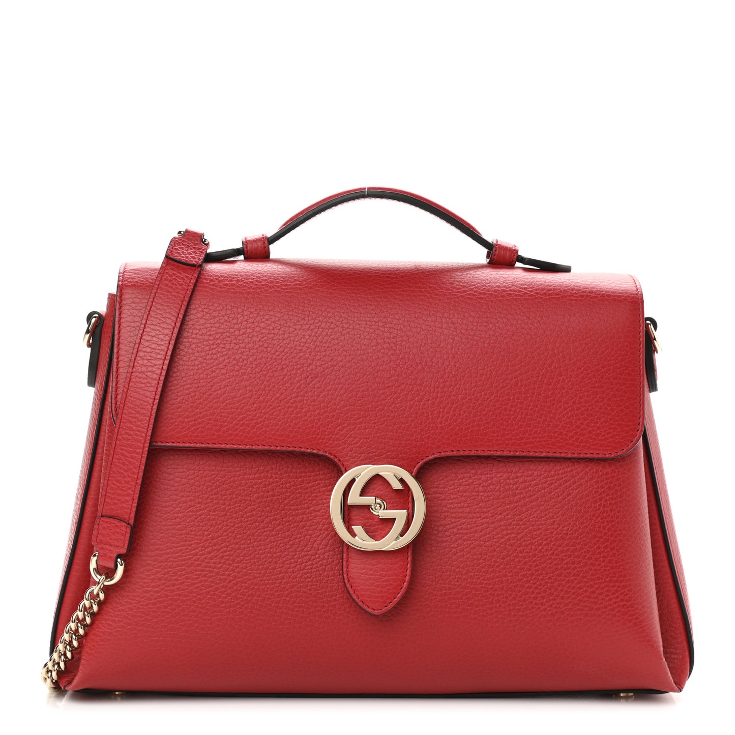 Dollar Calfskin Medium Interlocking G Top Handle Shoulder Bag Red
