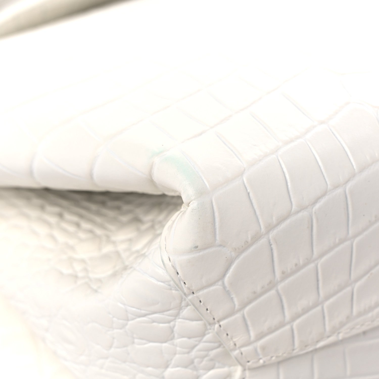 Bottega Veneta Calfskin Crocodile Embossed Doll Top Handle Bag White 8 of 10