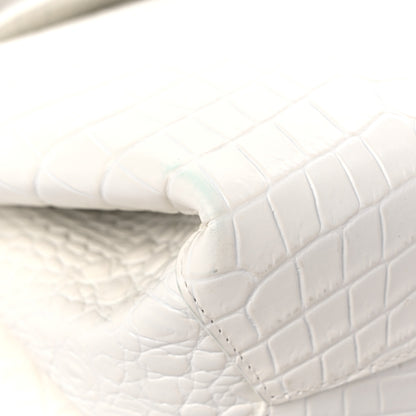 Bottega Veneta Calfskin Crocodile Embossed Doll Top Handle Bag White 8 of 10