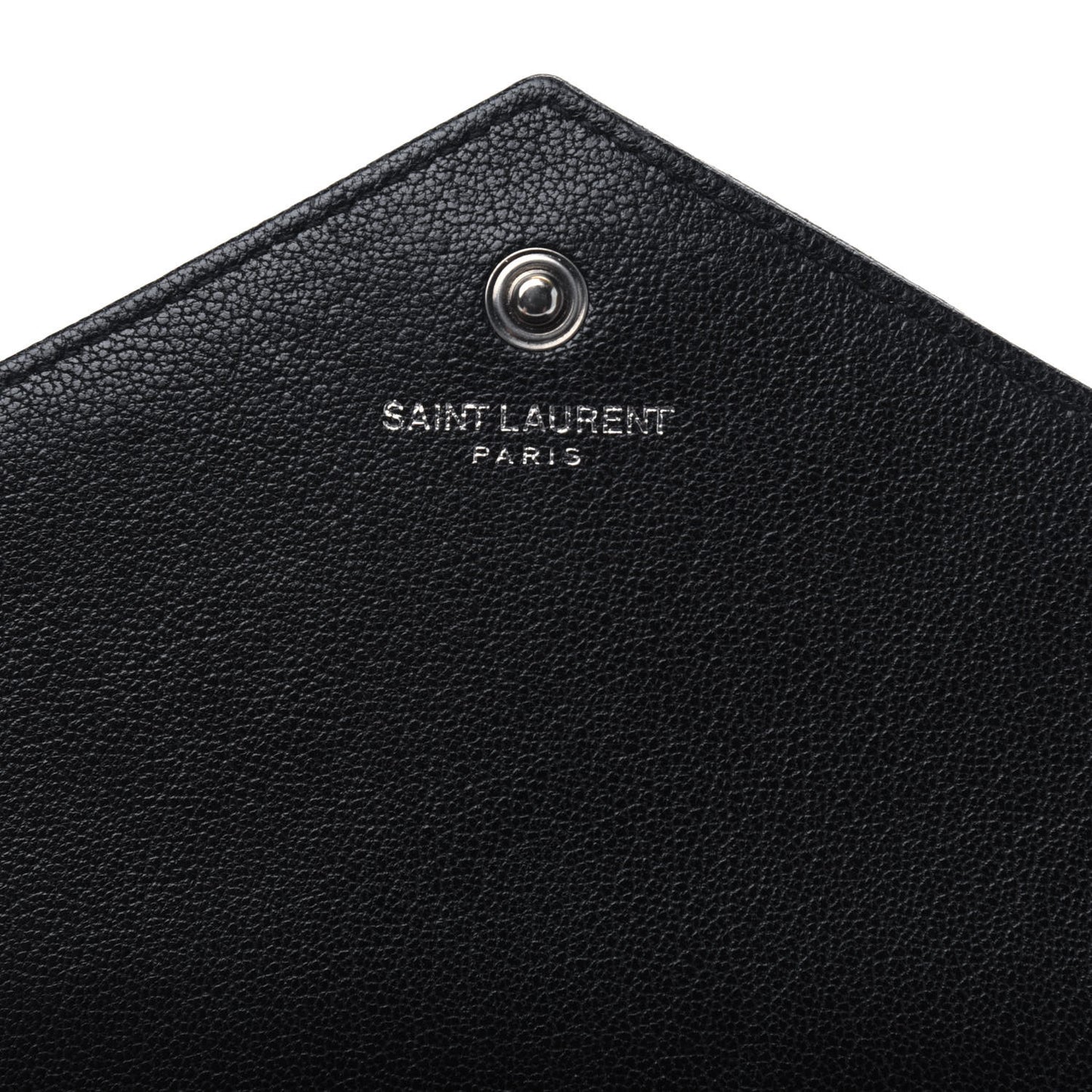 Sheepskin Tri-Quilt Monogram Envelope Chain Wallet Black