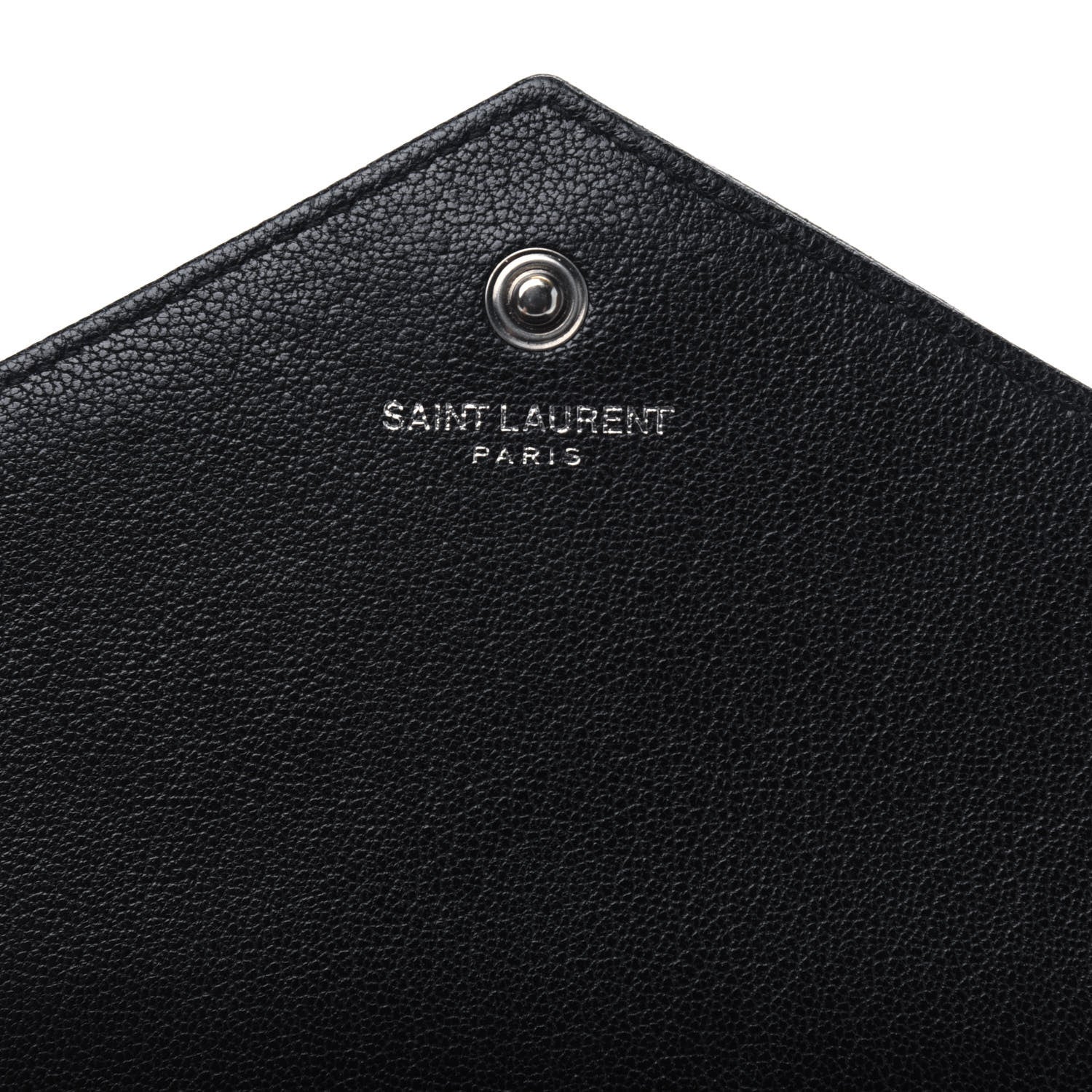 Saint Laurent Sheepskin Tri-Quilt Monogram Envelope Chain Wallet Black 6 of 13