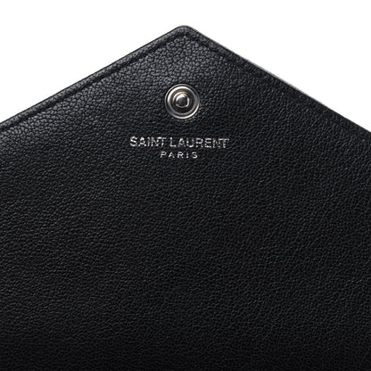 Saint Laurent Sheepskin Tri-Quilt Monogram Envelope Chain Wallet Black 6 of 13