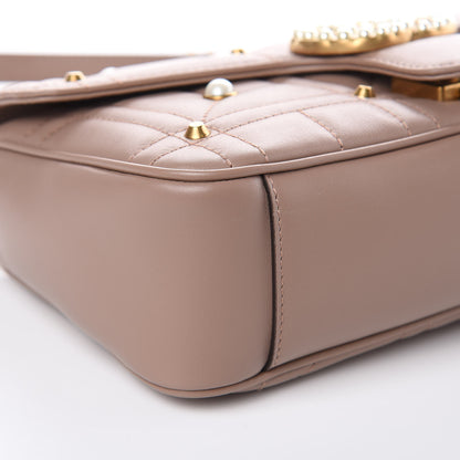 Gucci Calfskin Matelasse Studded Mini Pearly GG Marmont Shoulder Bag Porcelain Rose 9 of 10