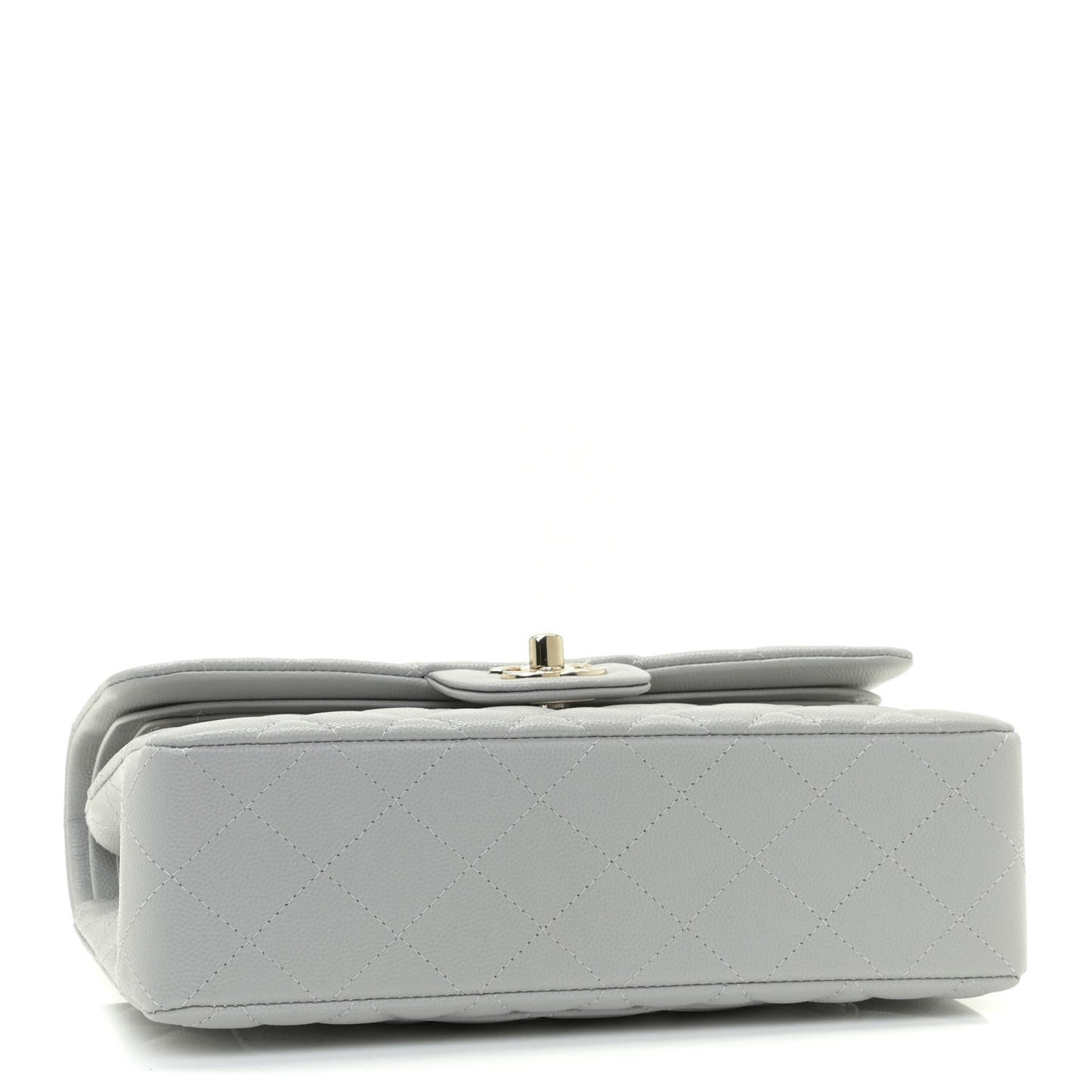 Caviar Quilted Small Double Flap Grey