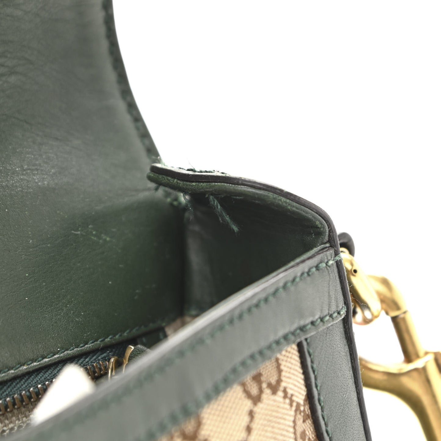 Monogram Calfskin Medium Lady Web Shoulder Bag Beige Green