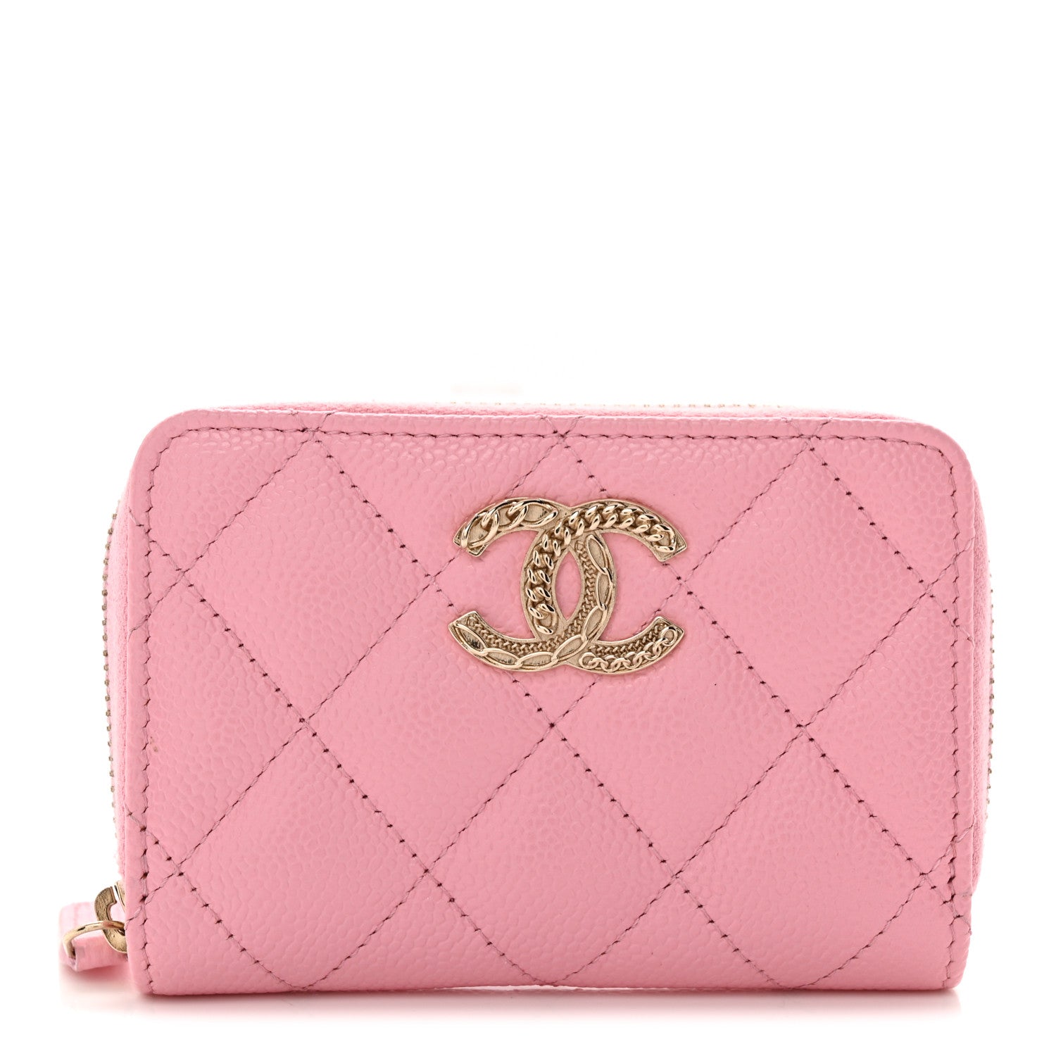 Chanel Caviar Quilted Multi Chain Zip Coin Purse Light Pink 1 of 8