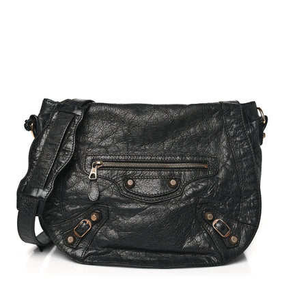 Balenciaga Agneau Giant 12 Rose Gold Hardware Neo Folk Messenger Black 1 of 15