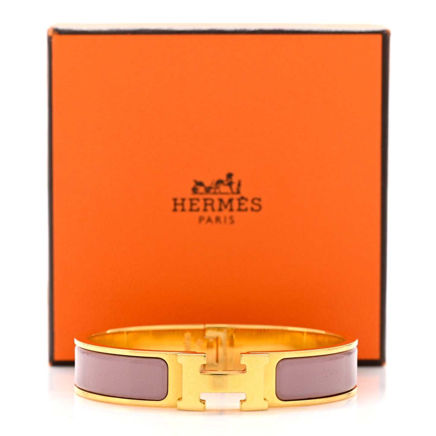 Enamel Clic Clac H Narrow Bracelet PM Marron Glace