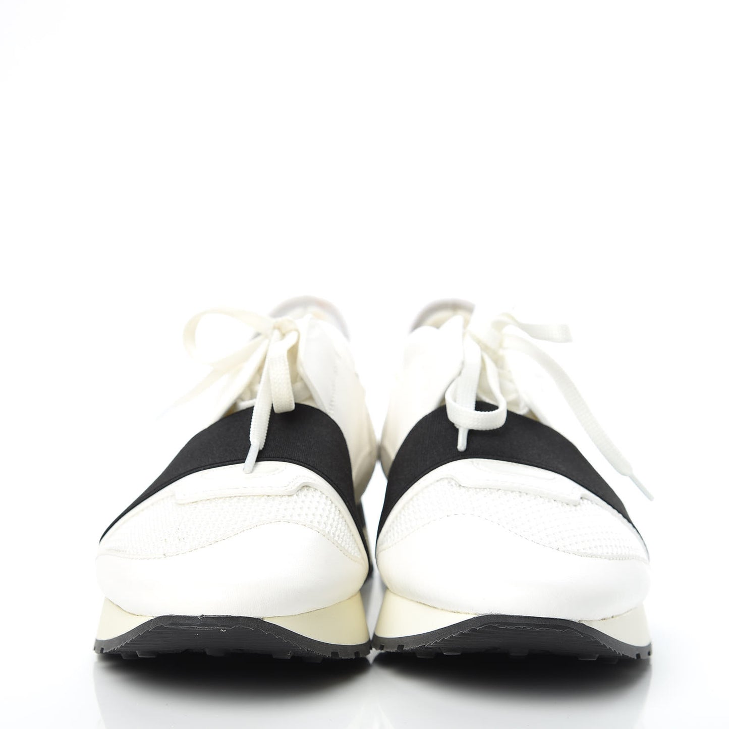 Calfskin Neoprene Mesh Suede Race Runner Sneakers 40 White Black
